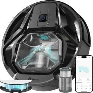 LEFANT M320 Robot Vacuum Cleaner and Floor Mops 3-in-1, 6000Pa, Precision Navigation, Visible Dust Container 800ML, 210 Minutes, WiFi/App, Ideal for Pet Hair, Carpets and More, Black