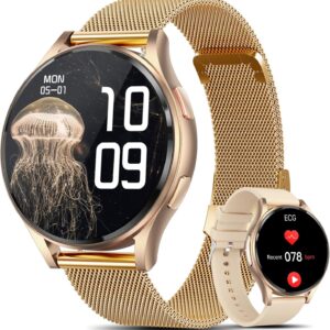 2026 ECG+HRV Women's Smart Watch with BMI/Uric Acid/Microcheck, 1.43'' AMOLED Smartwatch with Female Function, 24H Heart Rate Monitor, SpO2, Sleep Monitor for iOS Android