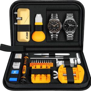 【New 2024】Jorest Tools Watchmaker, Watch Repair Kit, Change Watch Batteries, Remove Links, Watch Keys, Screwdriver Open Lid, Hammer Adjust Watches, Shorten Straps, Pins