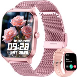KALINCO Smart Watch Woman Man, Smartwatch Woman with Calls/Whatsapp/Blood Pressure/Heart Rate/SpO2/Sleep/Stress, Activity Bracelet, Digital Alarm Clock, Gift iOS Android