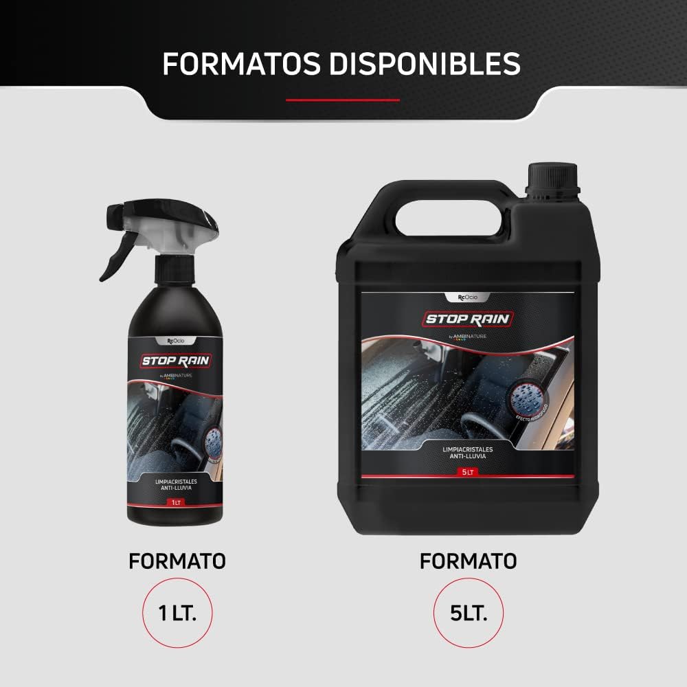 Rain Windshield Treatment for Car | 1000 ml – 5 Litre Windshield Wiper Blades Water Repellent Snow Water | Formula in Hydrophobic Rain Liquid | Wiper Blades and Windows (1 Litre) - Imagen 5