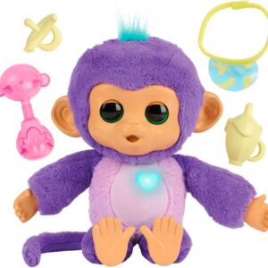 Fingerlings Bizak (61853192) Interactive Monkey Plush Purple Soft and Cuddly with +150 Sounds and Interactions, Reacts to Touch, with Games and Light for Sleeping, Children +4 Years Old, Bizak