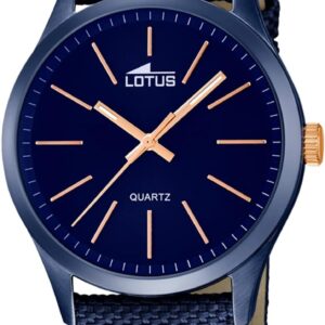 LOTUS Men's Analogue Watch in Blue Leather - Classic and Elegant - High Resistance Mineral Crystal 5 ATM - Quartz Movement 18166/2 Minimalist