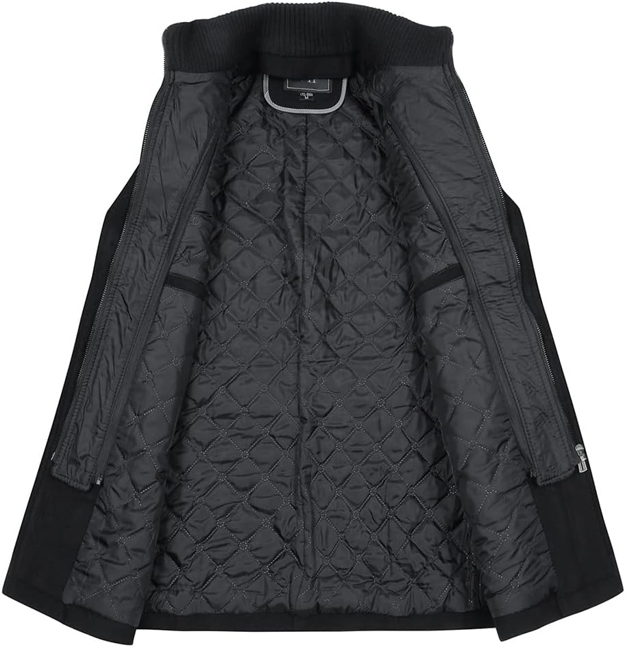 YOUTHUP Men's Wool Coat Regular Fit Winter Trench Coats Thick Trench Jackets - Imagen 3