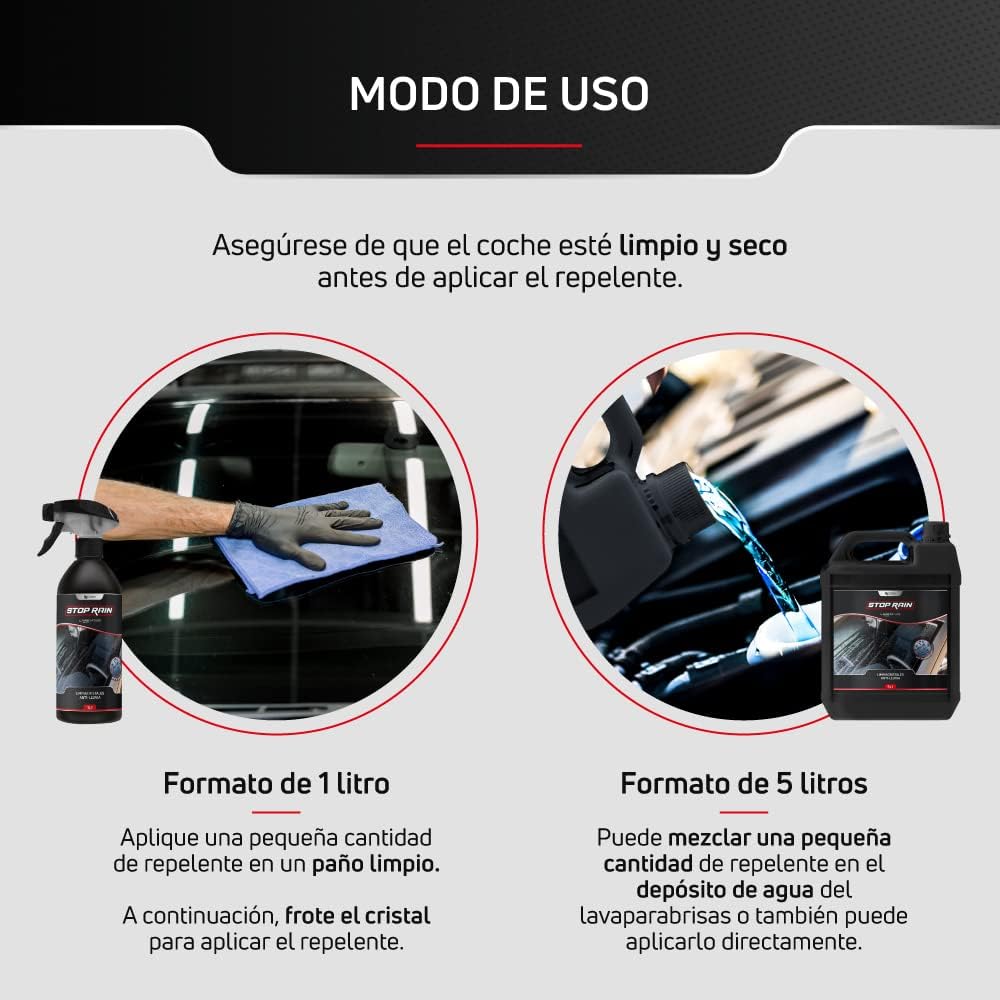 Rain Windshield Treatment for Car | 1000 ml – 5 Litre Windshield Wiper Blades Water Repellent Snow Water | Formula in Hydrophobic Rain Liquid | Wiper Blades and Windows (1 Litre) - Imagen 4