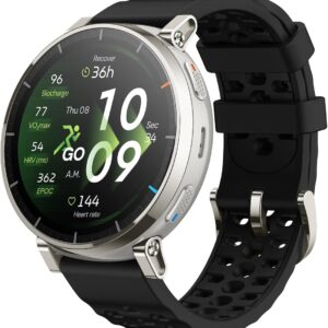 Amazfit Active 3 Premium GPS Running Smartwatch, 1.32" AMOLED Screen Sapphire, 12 Day Battery, 4GB, NFC, Offline Maps, 170+ Training Modes, 5 ATM, Smartwatch for Android iPhone