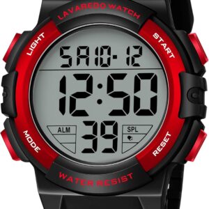caprock Men's Digital Watches Luminous Water Resistant 5ATM Digital Sports Watch with Rubber Strap LED Display Wrist Watch Alarm Stopwatch
