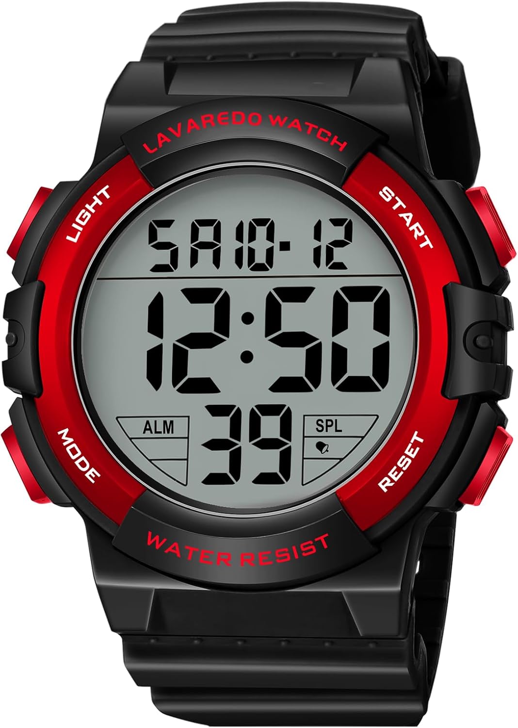 caprock Men's Digital Watches Luminous Water Resistant 5ATM Digital Sports Watch with Rubber Strap LED Display Wrist Watch Alarm Stopwatch