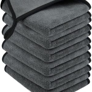 Microfibre Car Towel 30 x 40 cm, 6 Pieces 500GSM Car Cloths, Lint Free and Streak-Free, Suitable for Car Maintenance, Polishing and Household Cleaning