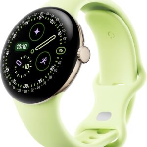 Google Pixel Watch 4 (41mm) - Android Smartwatch with Fitness Tracking, Gemini Support - Champagne Gold Aluminum Case - Lime Green Sport Strap - LTE