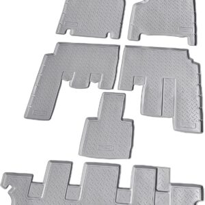 Recambo 3D Rubber Floor Mats Compatible with Chrysler Voyager | GK GY RG | 7 Seater | 2000 2007 | Rubber Car Mats | Perfect Fit | With Border | Grey